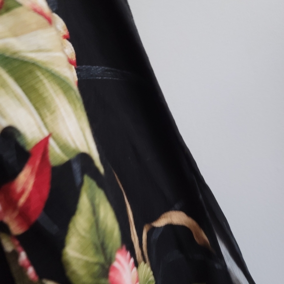 VTG Iolani XS Black Floral Maxi Dress Hawaiian Tropical Sleeveless - Picture 9 of 9